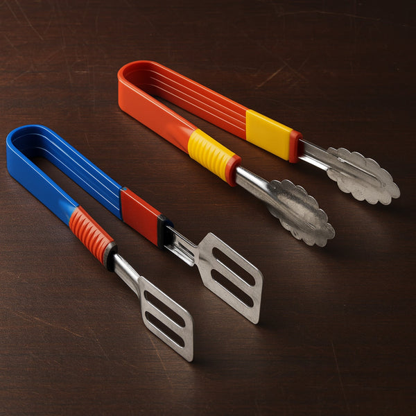 Stainless Steel Multipurpose Utility Tong / Serving Food Tongs / Tong for Kitchen and Bar / Frying, Clipping, Grilling Tong (2 Pcs Set)