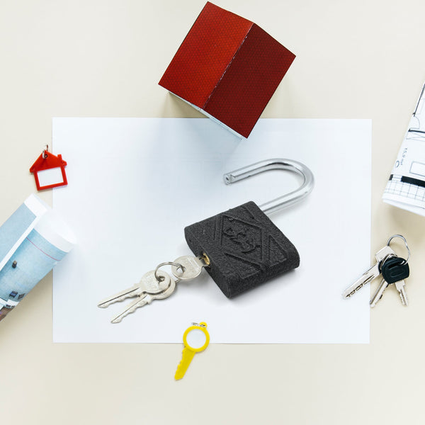 Black Iron Padlock – Brass Core, Waterproof & Anti-Theft for Home & Outdoor (75 mm)