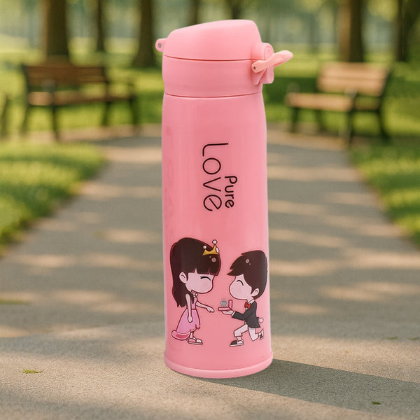 Pure Love outdoor sport water bottle 500ml leak proof BPA-free for travel cold and hot water glass water bottle with daily water intake for gym and children, Fridge, for Home, Office, School (MOQ :- 80 Pc)