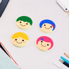 Cute Cartoon Face Erasers for School & Stationery Use (4 Pc)
